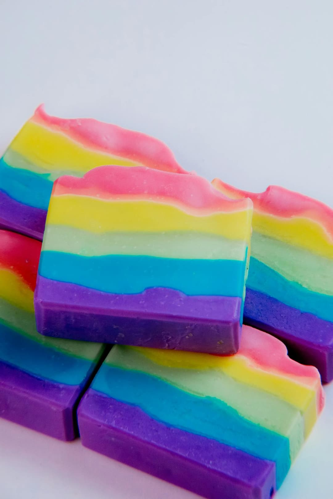 Colorful mica soap bars with rainbow layers