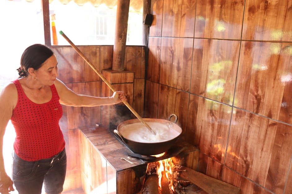 Cooking soap paste in a pot
