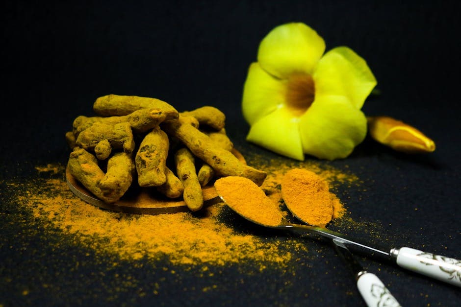Turmeric powder with its deep golden color for natural soap making