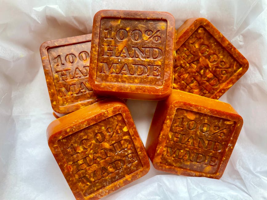 Colorful handmade soap bars made safely