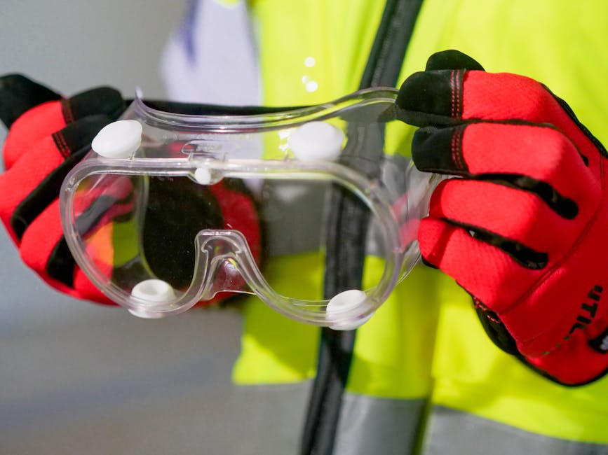 Safety goggles and protective gloves for soap making
